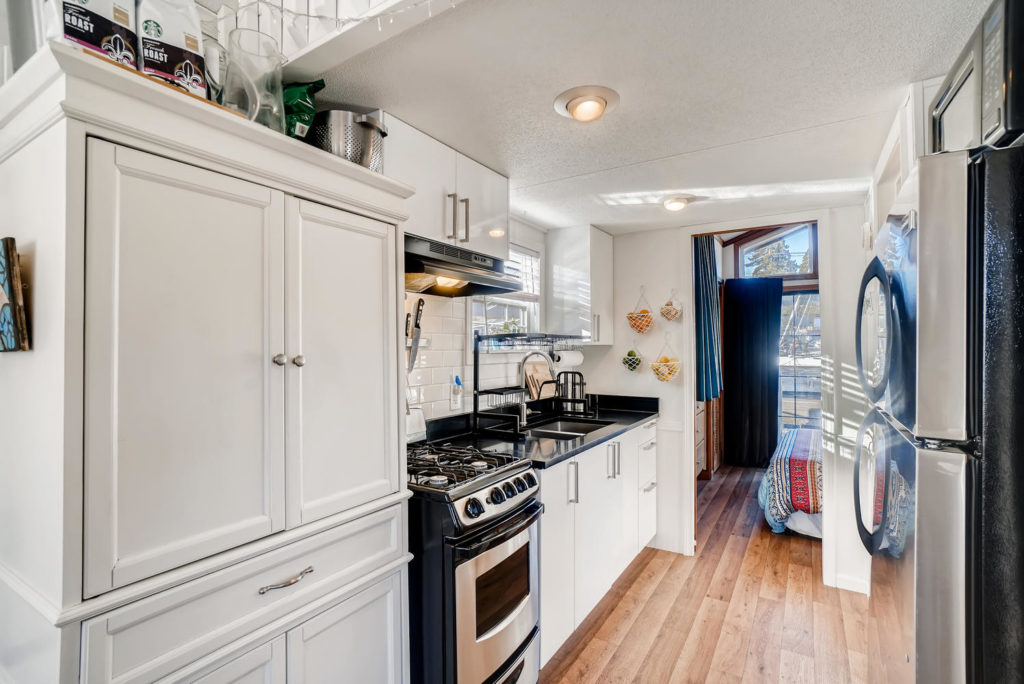 kitchen inside houseboat