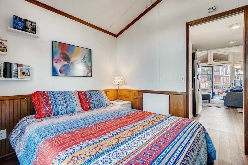 Bedroom inside house boat