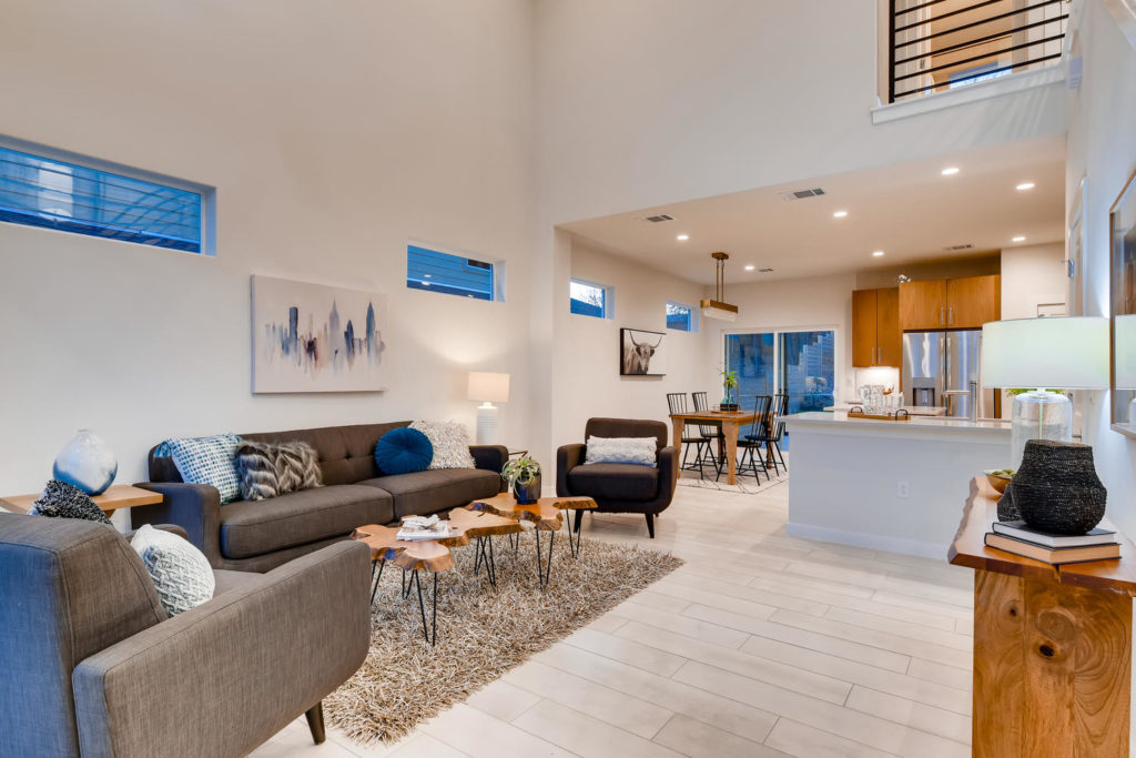 living room at twilight