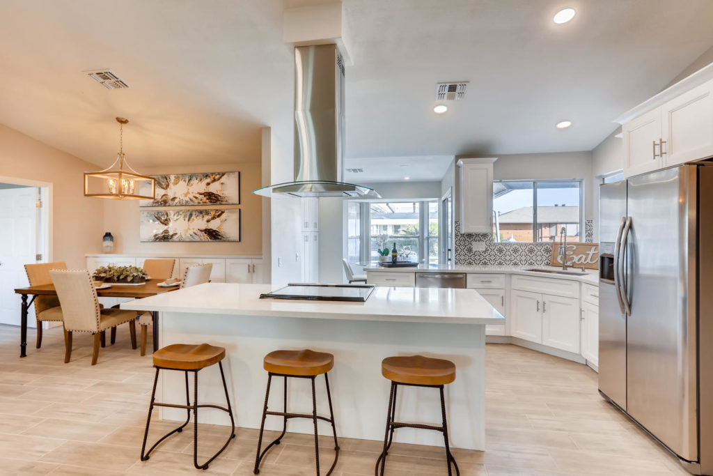 kitchen with island and range