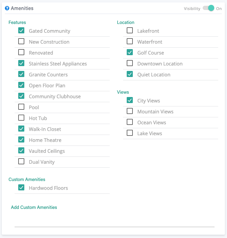Features for Single Property Website