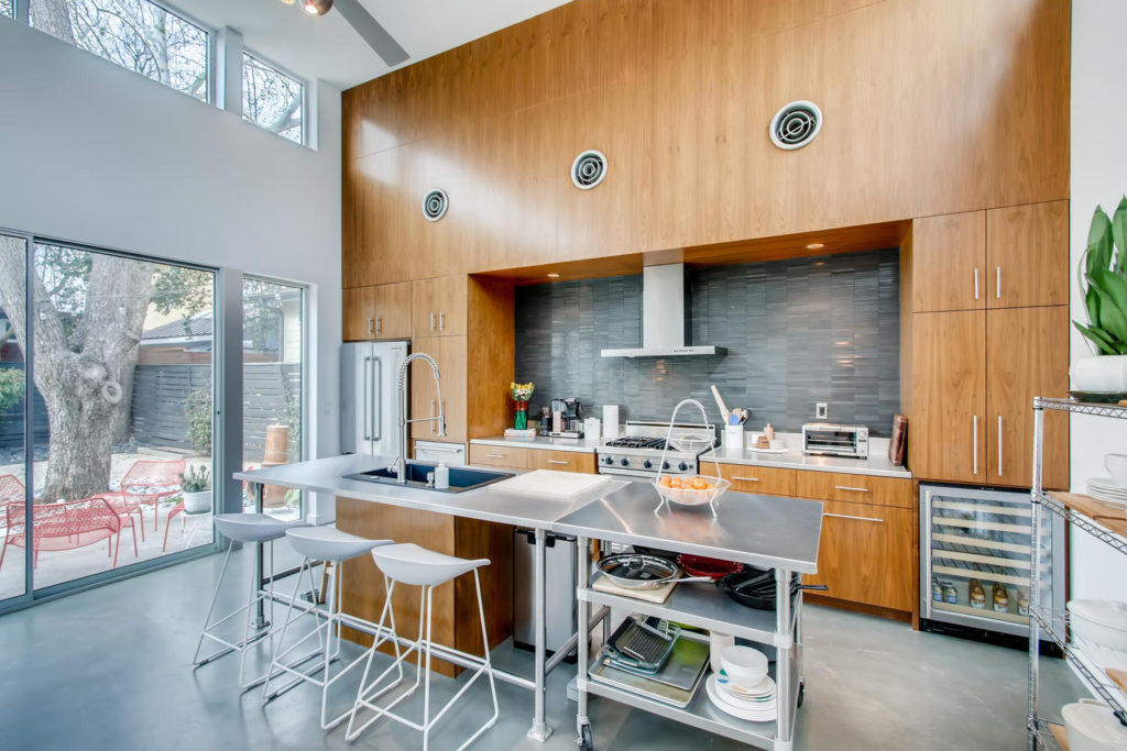 kitchen with wood paneling
