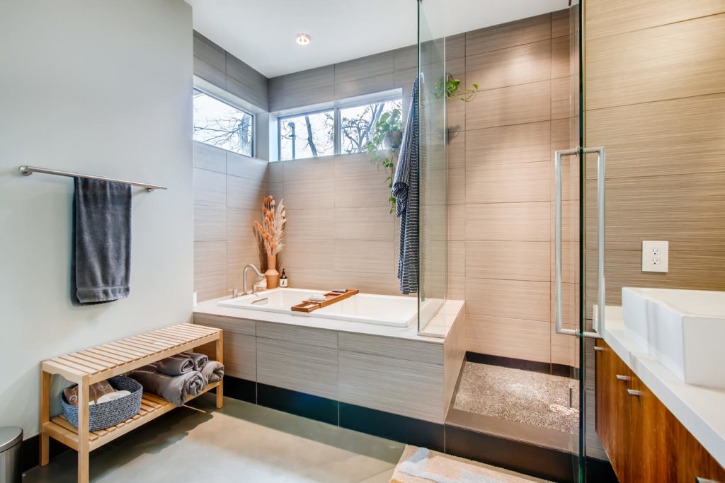 Modern bathroom with walk in shower