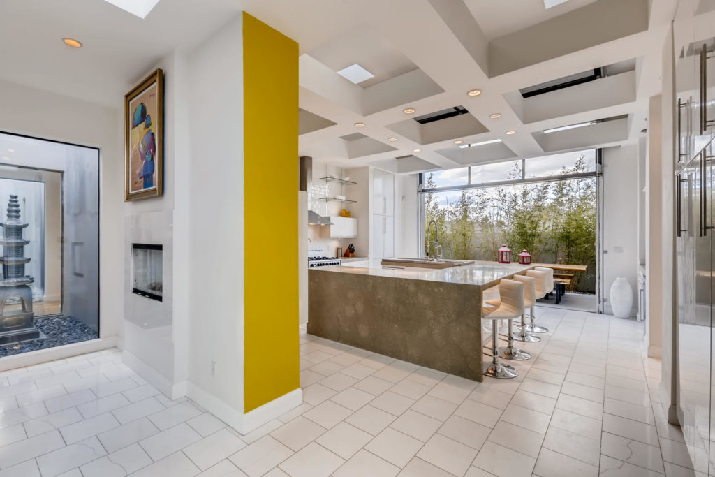 Modern kitchen with large windows