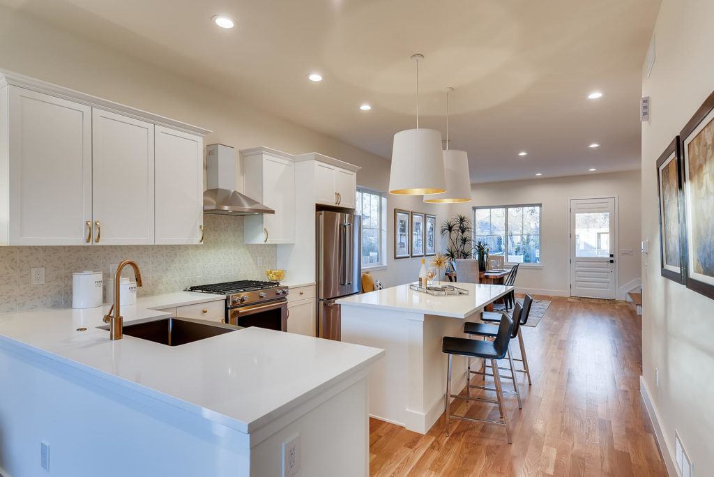 White kitchen with island
