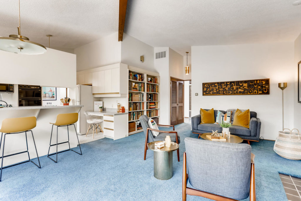 Living room in mid-century modern home - seattle