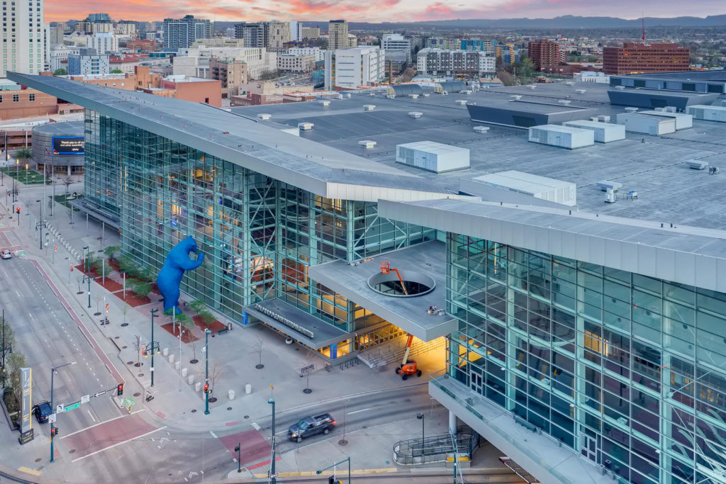 Denver convention center aerial shot