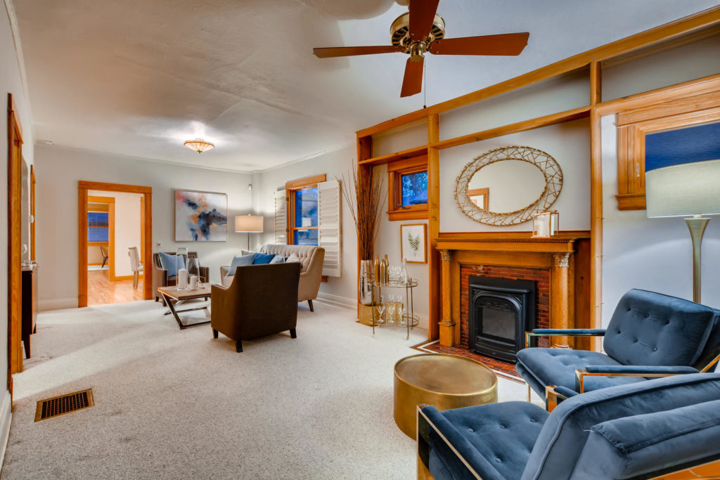 Cozy living room with fireplace
