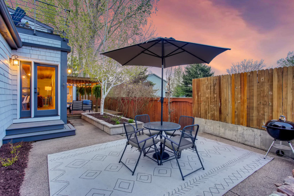Backyard with sunset views