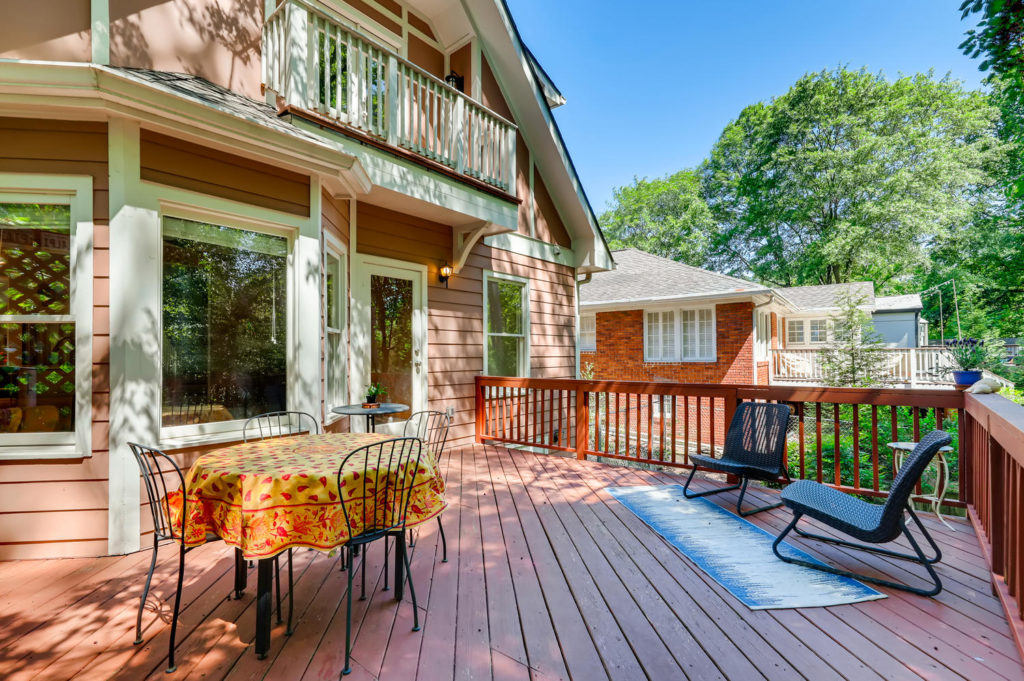 Backyard of Atlanta Home with table and sitting area
