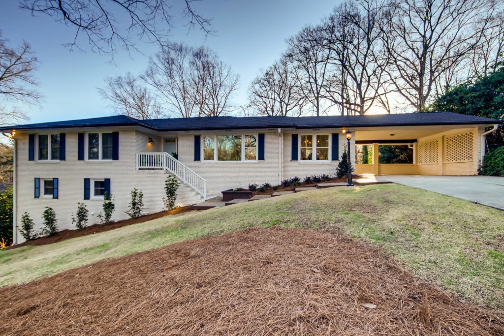 Atlanta ranch house with white painted brick