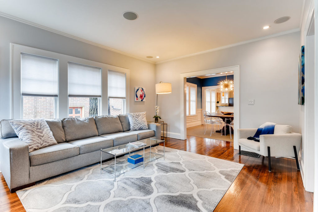 Atlanta living room in all brick home