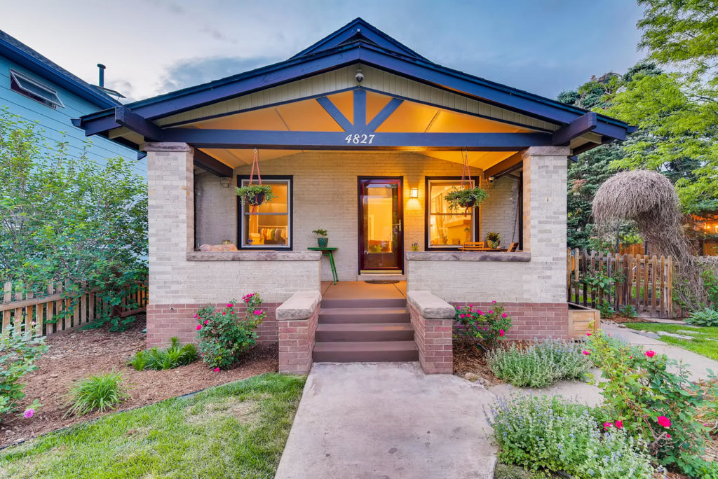 Denver area bungalow at twilight
