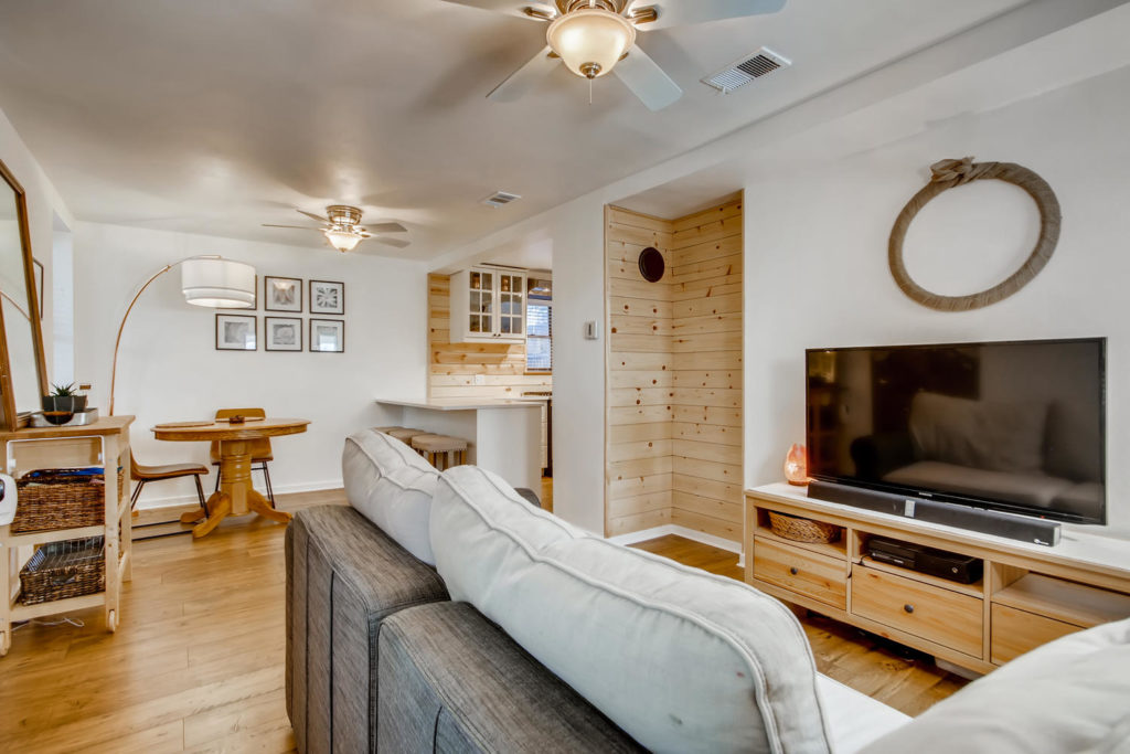 Living room with media center