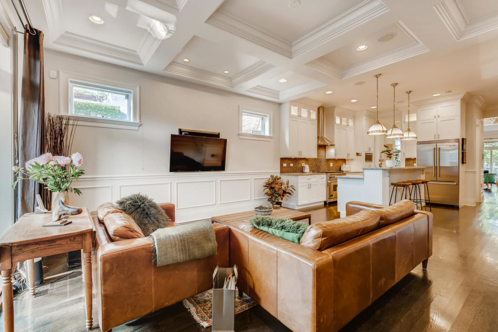 leather couched in living room - Chicago real estate images