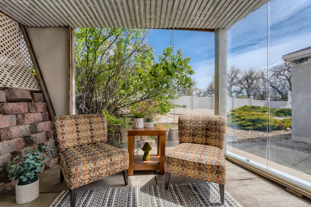 A decorated outdoor space can enhance a home staging