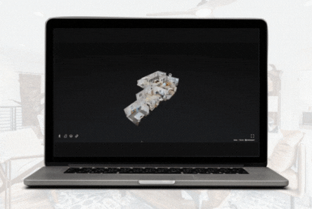 Matterport 3D tour interface showing a digital floorplan of a property.